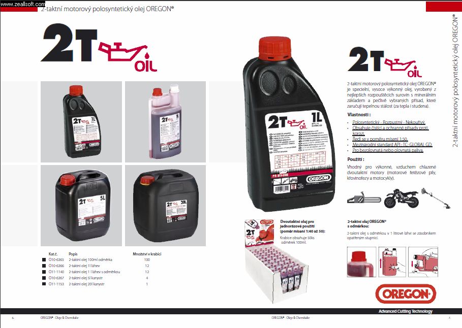 Polosyntetický olej Oregon 2T 20 litrů červ.